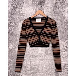 Victor Glemaud Cardigan Small Womens Wool Silk Cashmere Striped Cropped Sweater